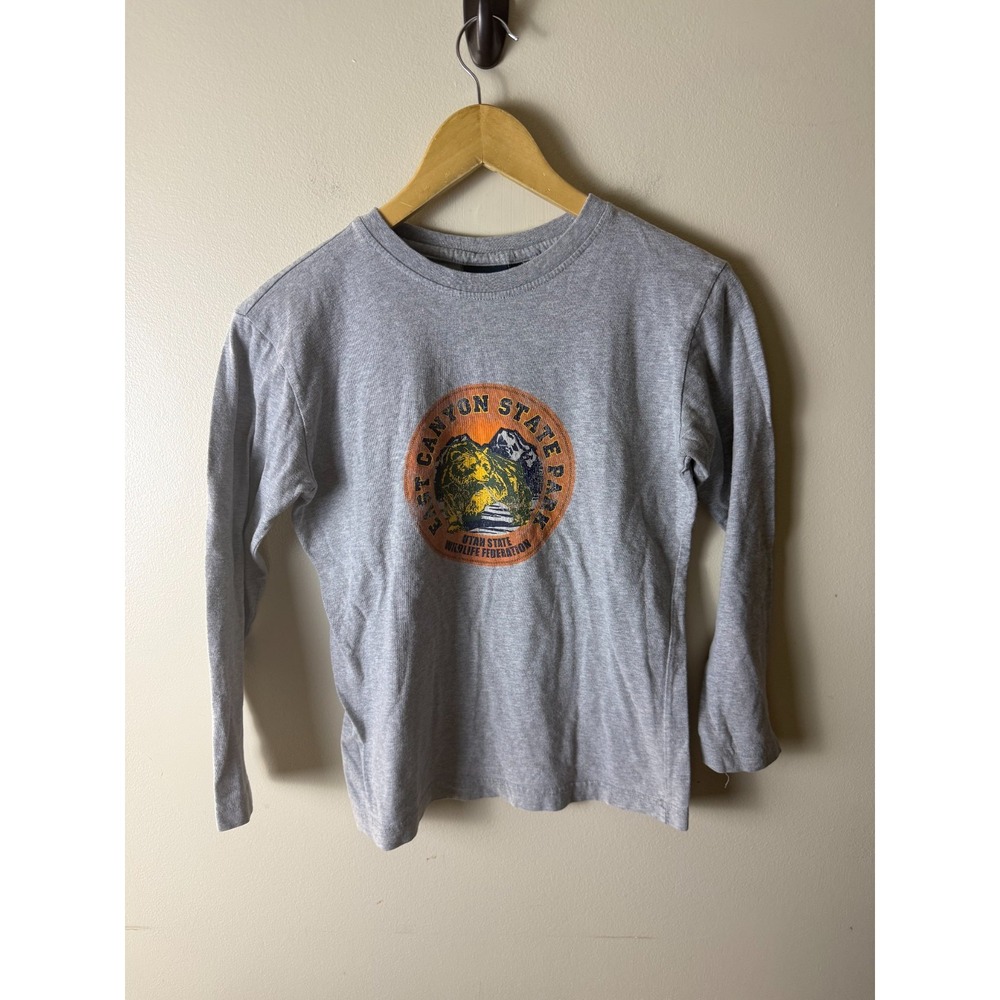 Cherokee Long Sleeve Shirt Boys M(8) Gray Graphic‎ Print